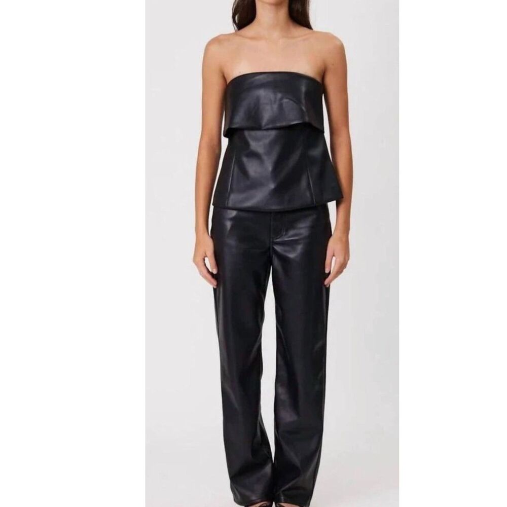 PrettyLittleThing NWT Faux Leather Whimsy Party Strapless Fold Corset Tube Top 8